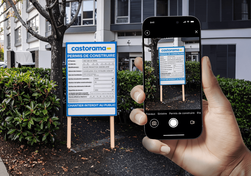 Prise de photo d’un permis de construire avec smartphone pour preuve chantier application mobile nocontest